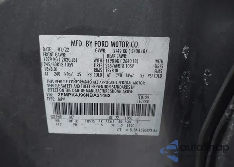 2022 Ford Edge Sel from USA, damaged, VIN 2FMPK4J96NBA31462